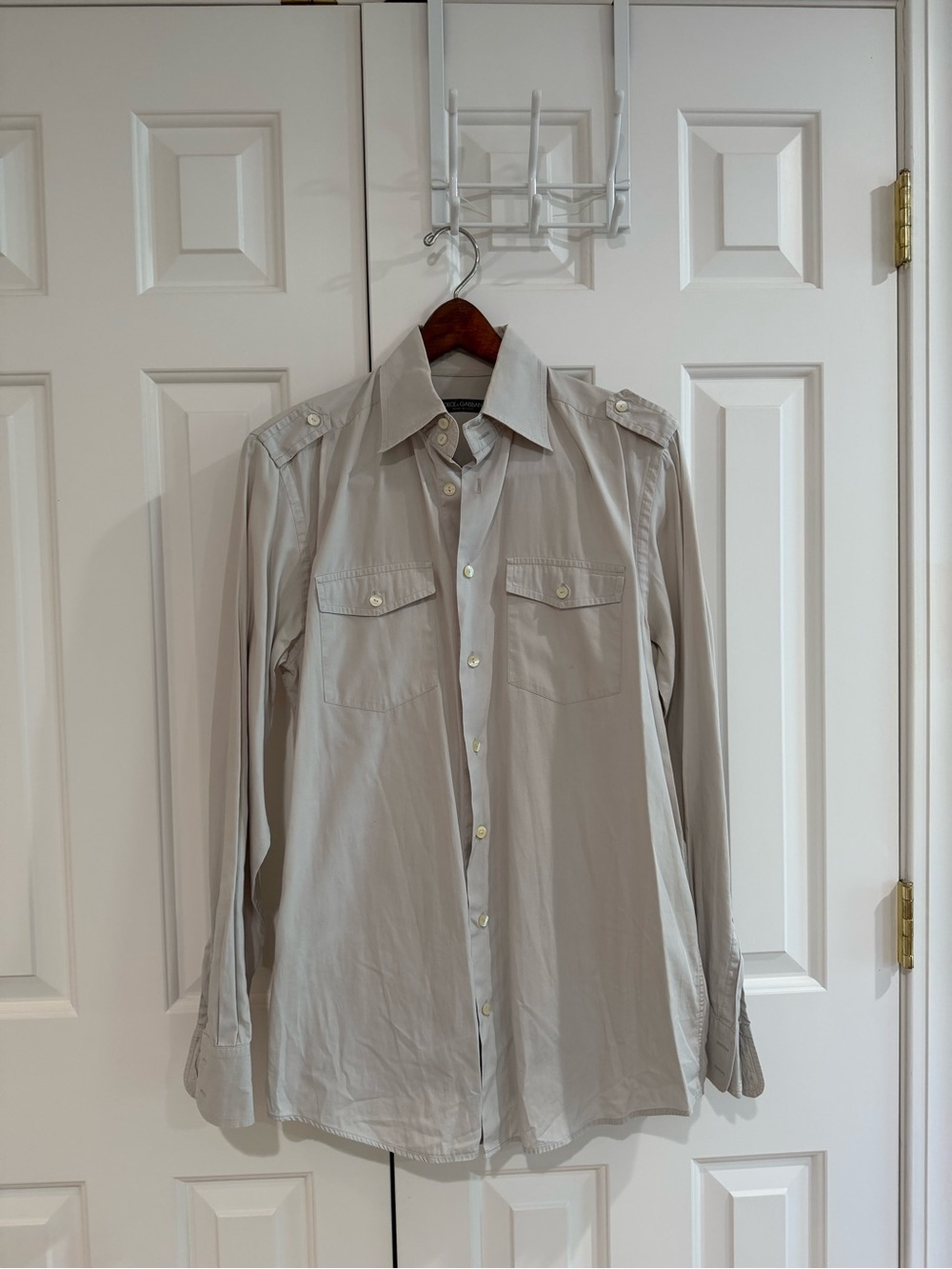 Dolce & Gabbana Beige Button-Up Shirt 15 3/4 / 40